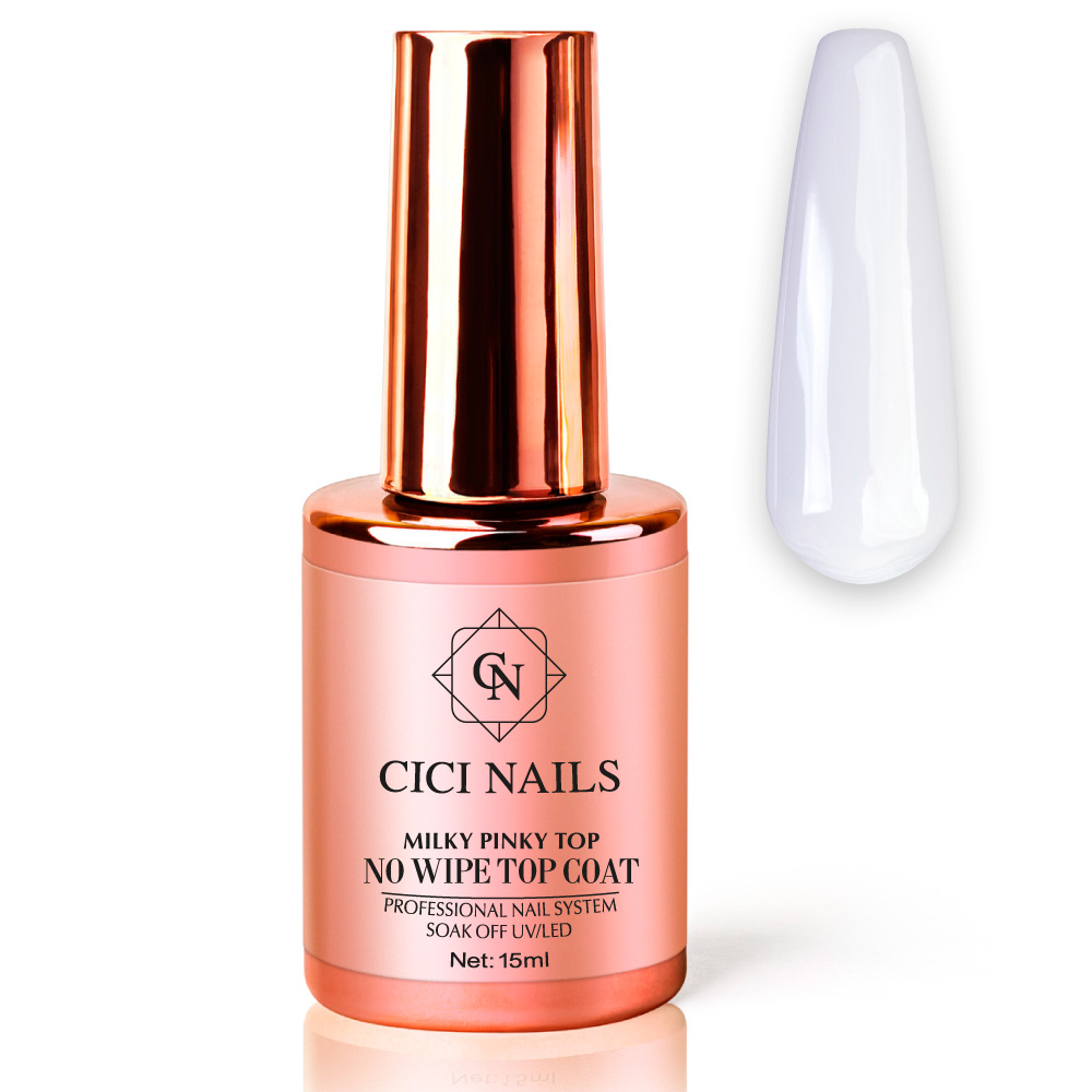 milky pinky top 15ml mliječno rozni završni sjaj cici nails