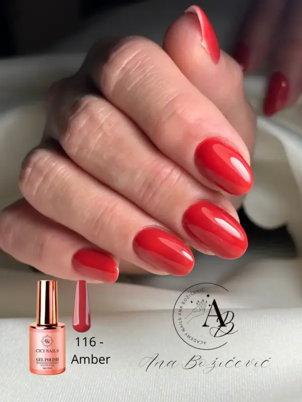 116 amber 15ml – topla, zlatna jantarna nijansa, crveno smeđa boja za nokte cici nails