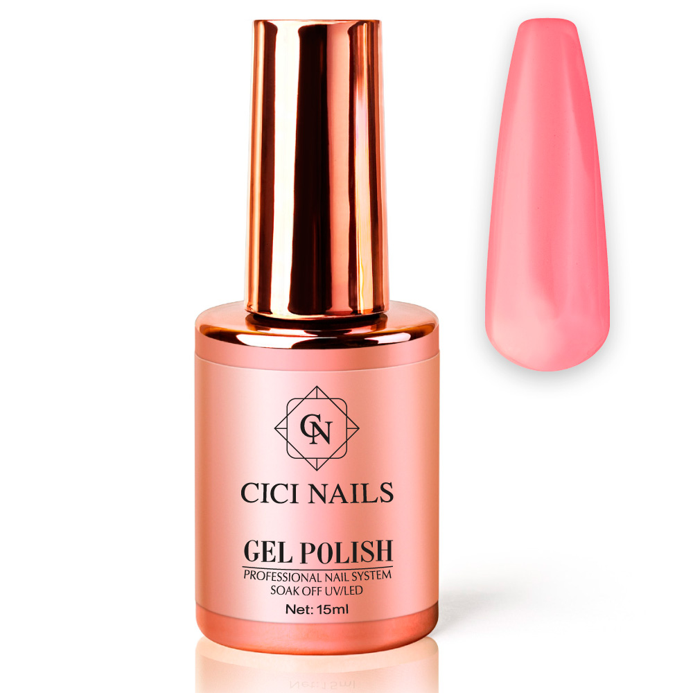 gel polish light coral round roza trajni lak