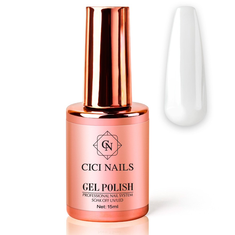 gel polish milky white round mliječno bijeli trajni lak