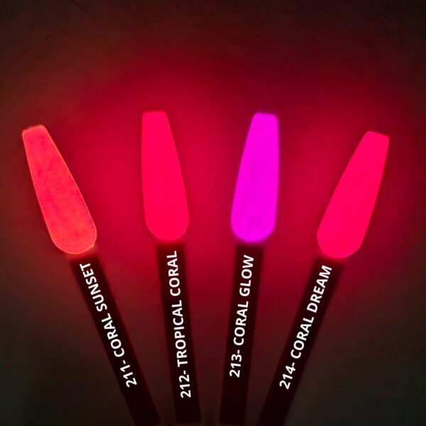 211 coral sunset 15ml trajni lak svijetli u mraku