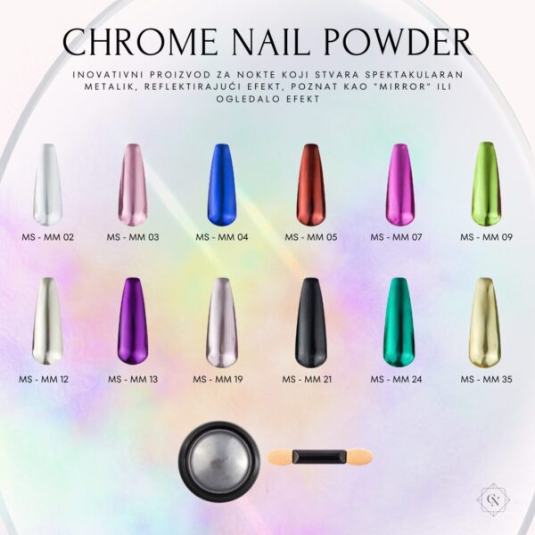 Chrome nail powder kromirani prah za nokte krom za nokte krom u prahu prah za nokte krom prah za nokte