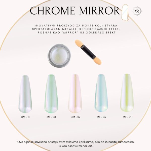 mirror efekt prah za nokte krom prah za nokte kromirani prah za nokte