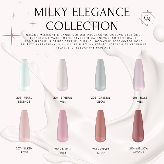 vizual milky elegance collection milky kolekcija milky boje milky boja za notke nude boja za nokte