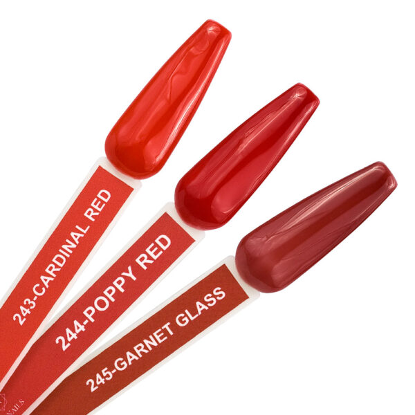 red glass collection lepeza nijanse staklene odsjaj tri nijanse crvene boje