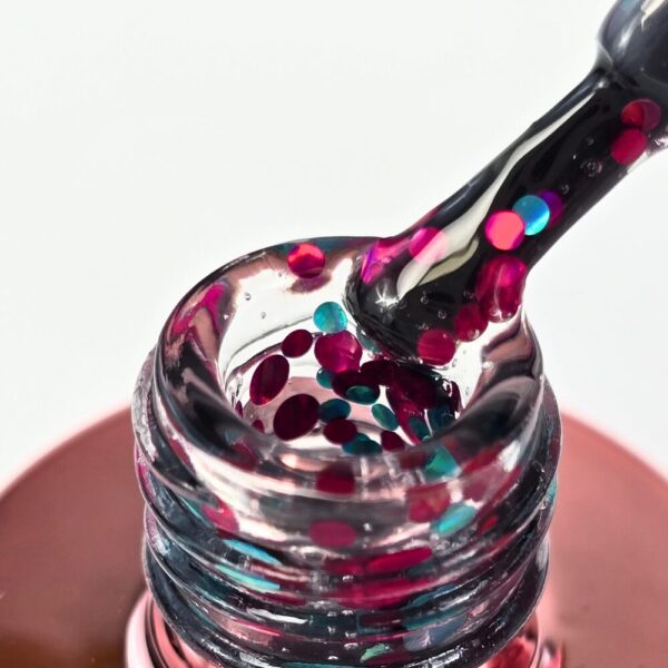 dreamy dots collection tirkizni i bordo konfeti u prozirnoj podlozi za nokte