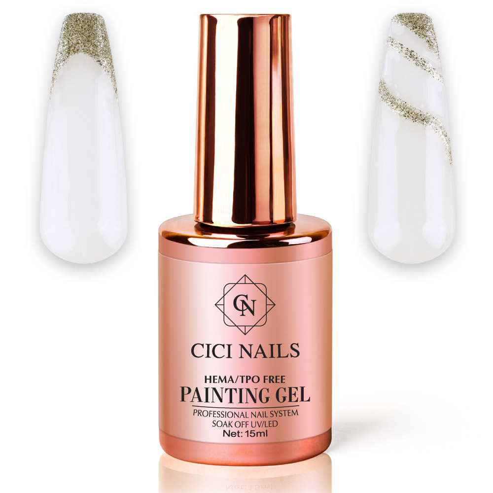 champagne glow 15ml – paint gel (zlatno šampanjski) cici nails nail art