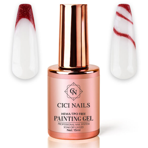 ruby glow 15ml paint gel (rubin crvena sa šljokicama) cici nails