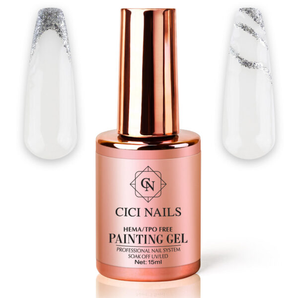 silver glow 15ml – paint gel s liner kistom (srebrni) cici nails