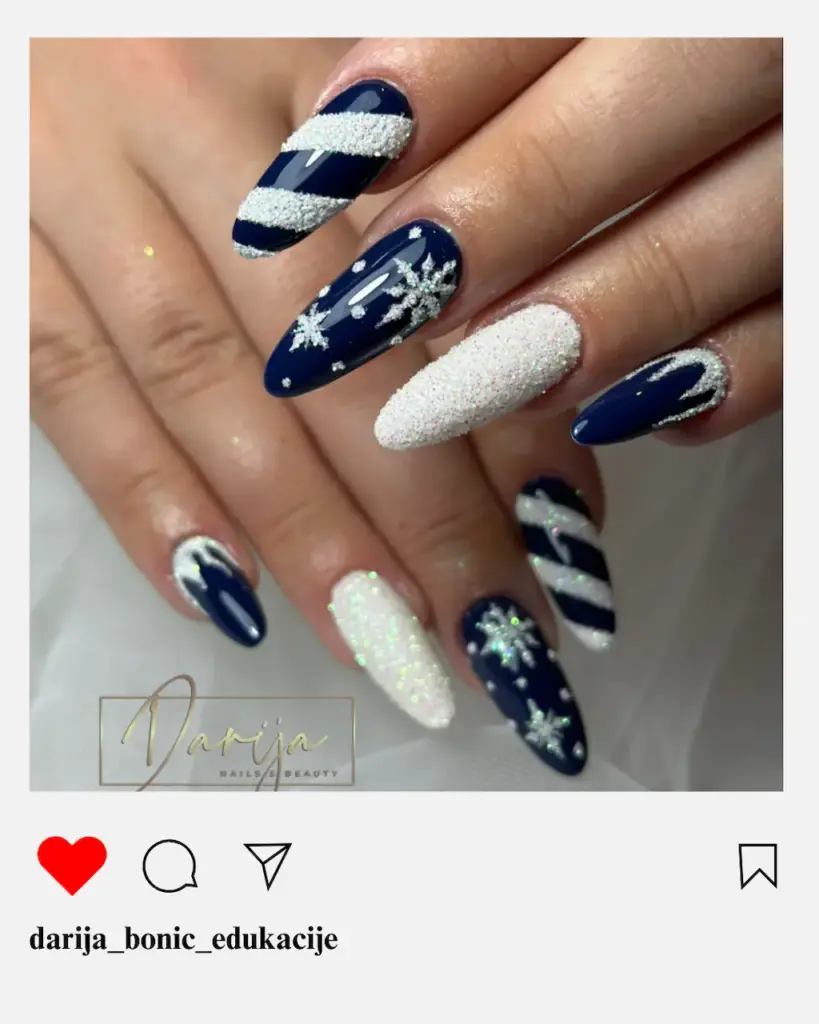 plavi nokti šljokice nokti s pahuljicama nail art cici nails